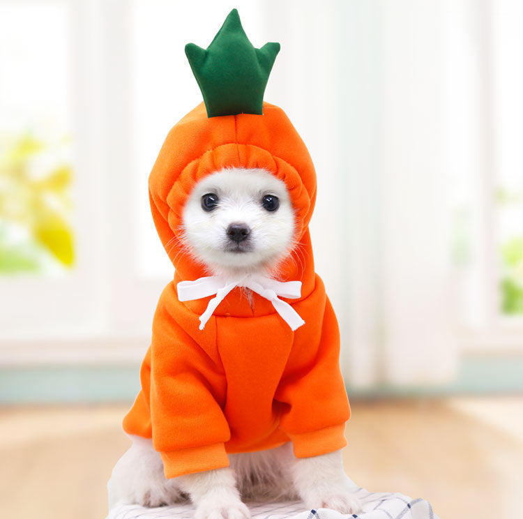 Cute Fruit Dog Hoodie for Small Dogs | Winter Warm Fleece Pet Clothes | Soft Breathable Puppy & Cat Costume Coat | Banana Apple Carrot Designs | XS–2XL - Animals & Pet Supplies > Pet Supplies > Pet Apparel > Pet Hoodies