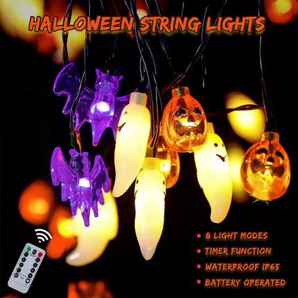 LED Halloween Pumpkin Spider Bat Skull String Light Lamp Home Garden Party Outdoor Halloween Decoration Lantern Light