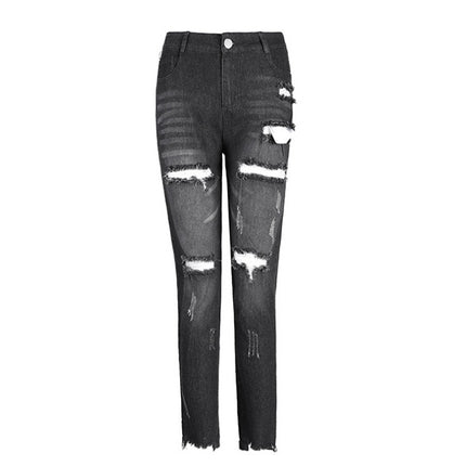 Women's jeans, pierced feet, mid-rise jeans