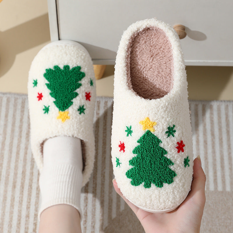 Christmas Home Slippers for Women & Men | Cute Cartoon Santa Claus Winter Warm Furry Shoes | Suede Upper | Soft TPR Sole | Cozy Holiday Indoor Slippers | Couples Plush House Shoes - Apparel & Accessories > Shoes > Slippers
