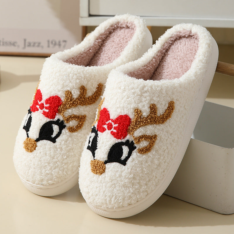Christmas Home Slippers for Women & Men | Cute Cartoon Santa Claus Winter Warm Furry Shoes | Suede Upper | Soft TPR Sole | Cozy Holiday Indoor Slippers | Couples Plush House Shoes - Apparel & Accessories > Shoes > Slippers