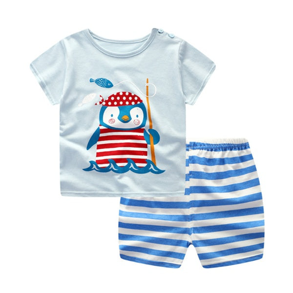 BabyJoy | Cartoon Baby Tee Set | Soft Cotton | Cartoon Animal Stripe | 80-100 cm | Everyday Wear -