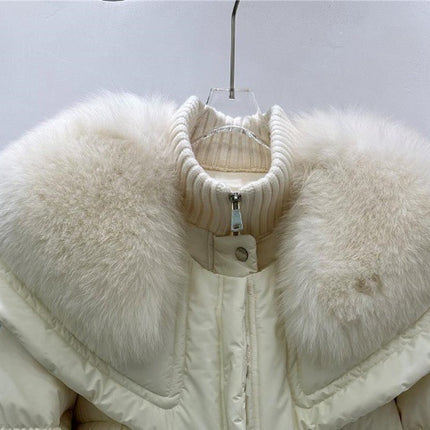 High-end Fox Fur Collar White Duck Down Short Down Jacket Female Light Luxury Loose And Warm Puffer Jacket Coat