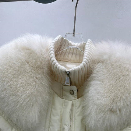 High-end Fox Fur Collar White Duck Down Short Down Jacket Female Light Luxury Loose And Warm Puffer Jacket Coat