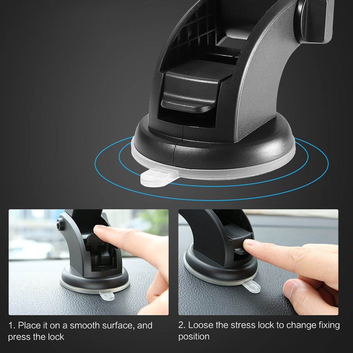 FlexMount | Car Phone Holder | 360 Degree Rotation | Telescopic Arm | Secure, Quick-Access Dashboard Mount -