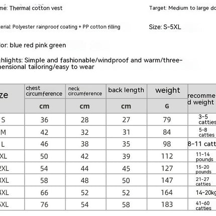 Waterproof Dog Clothes Pet Coat Winter Thermal Vest