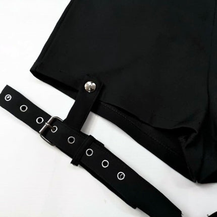 Summer Punk Rock Women's Shorts Sexy Cross Ring Hanging Ornament Summer Fashion Black Shorts