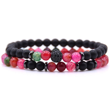 Micro-inlaid Zircon Nracelet 6mm Natural Stone Beaded Bracelet