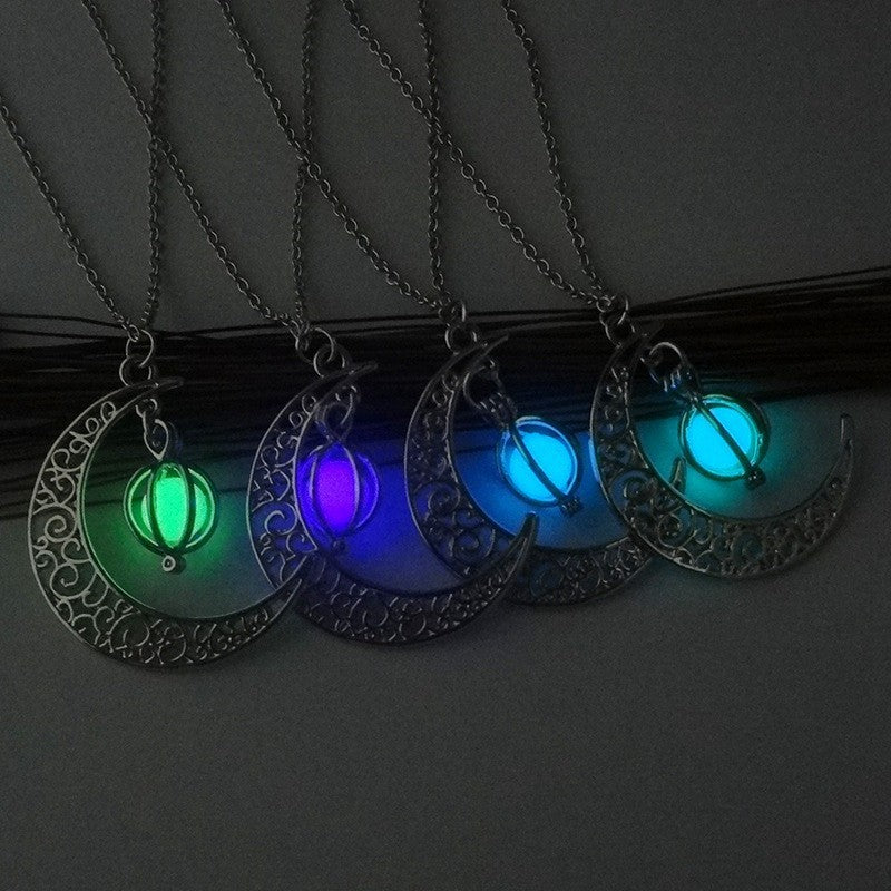 Fashion Moon | Luminous Stone Necklace | Natural Glowing Stone | Healing Crystal Pendant | Glow In The Dark -