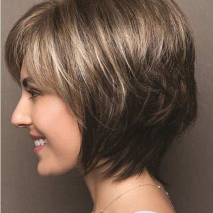 Mixed Blonde Brown Short Wigs Natural Hair Wigs Heat Resistant Hair Wig