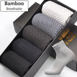 Men’s Bamboo Fiber Business Socks | Breathable Anti-Odor Soft Crew Socks | Eco-Friendly Medium-Thickness Daily Wear | 5-Color Pack | Free Size 38-44 - Apparel & Accessories > Clothing > Socks > Crew Socks