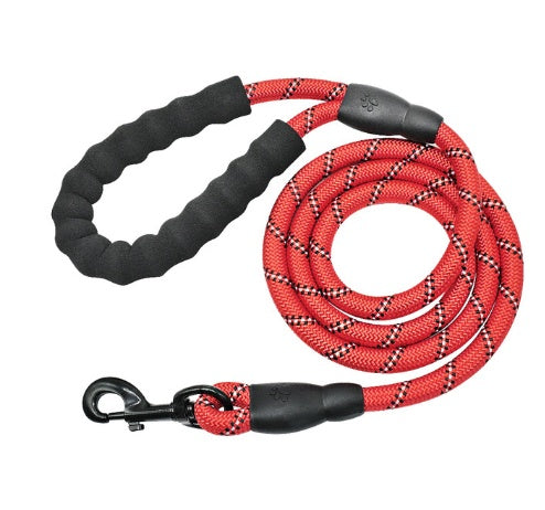 Reflective Dog Leash for Small Medium Large Dogs | Heavy-Duty Nylon Rope Lead with Soft Foam Handle | Anti-Slip Reflective Design | Zinc Alloy Hook | 1.5M Training & Walking Leash - Animals & Pet Supplies > Pet Supplies > Pet Leashes > Standard Leashes
