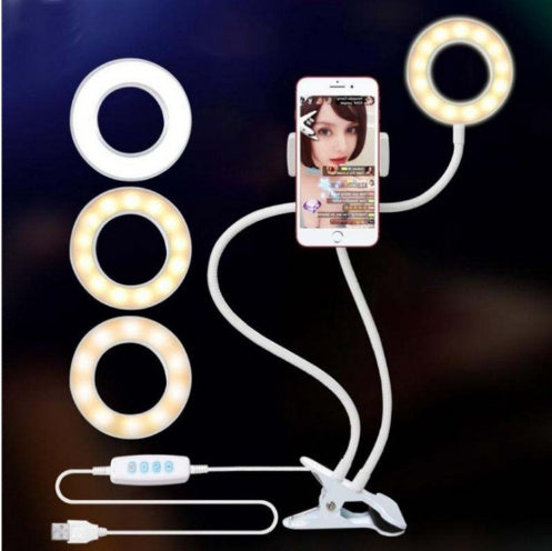 LumiFlex | LED Selfie Ring Light | Hands Free Clamp | 3 Color Temps 10 Levels | Ideal for Makeup and Selfies -