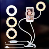 LumiFlex | LED Selfie Ring Light | Hands Free Clamp | 3 Color Temps 10 Levels | Ideal for Makeup and Selfies -