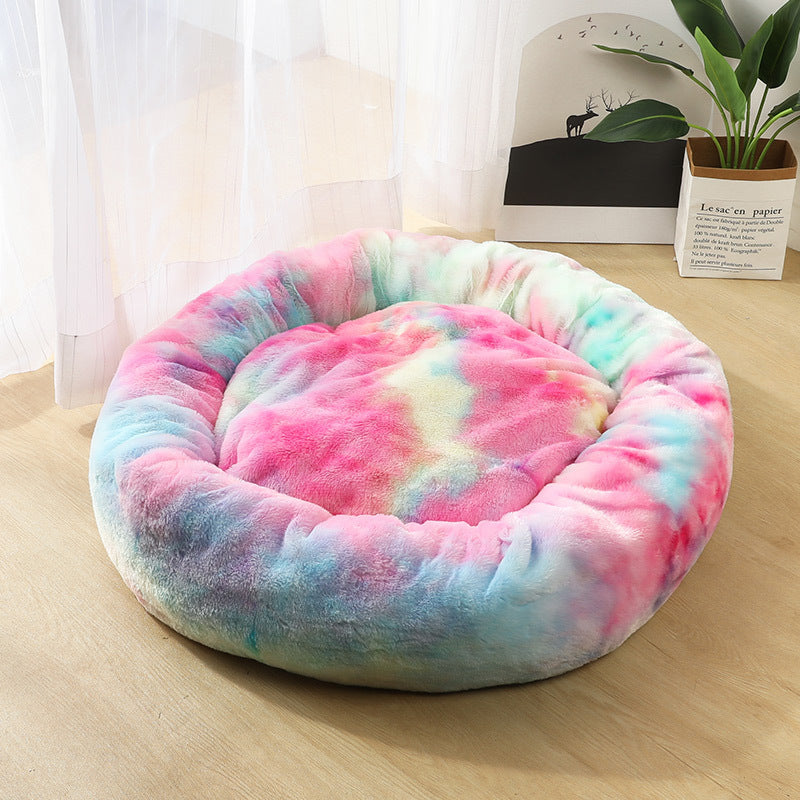 Calming Donut Dog Bed for Small & Large Pets | Round Plush Anti-Anxiety Pet Nest | Soft Vegan Fur Cat & Puppy Bed | Warm Self-Heating Cushion | 40–120cm - Animals & Pet Supplies > Pet Supplies > Pet Beds > Donuts