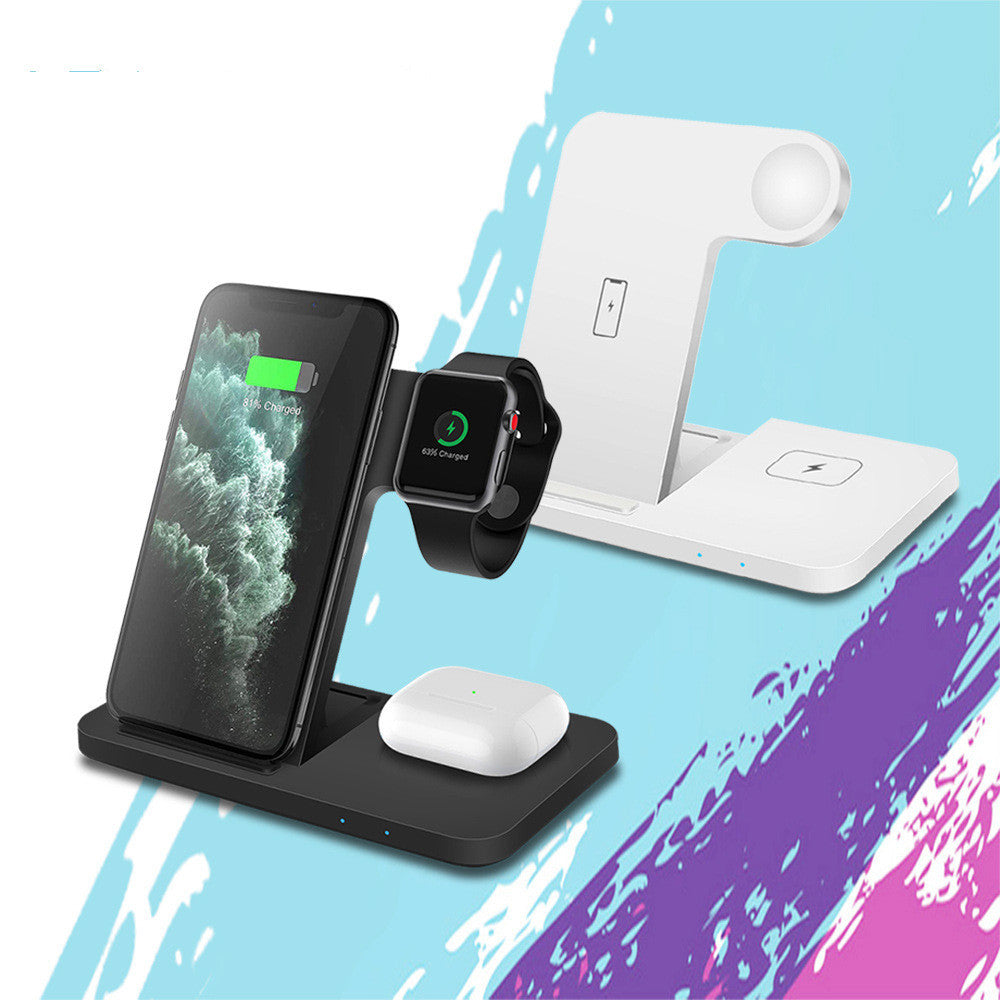 ZenCharge | Folding 3-In-1 Wireless Charger | 15W Fast Charge | Phone Watch Earbuds | Black | Space Saving Desk Accessory -