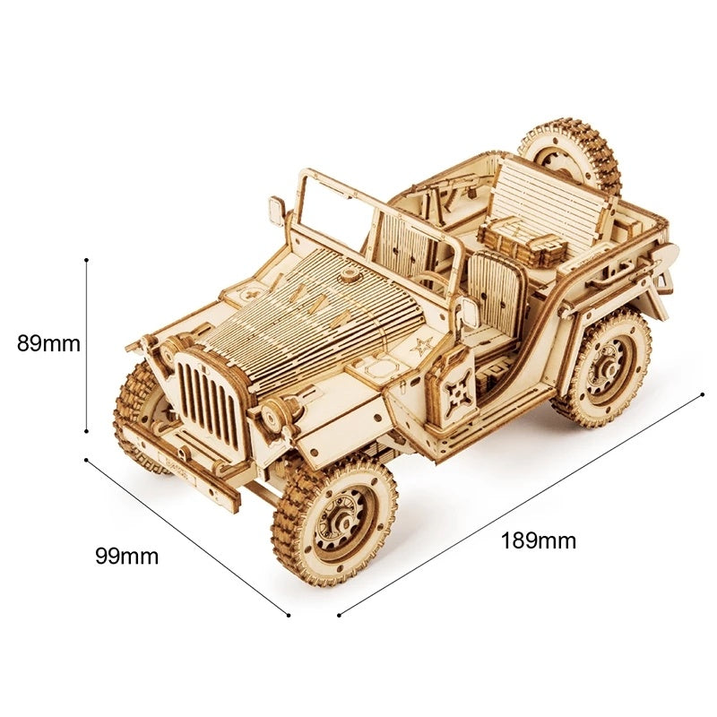 MC Toys | 3D Wooden Puzzle | 18 Scale Army Jeep | 1940s Military Design | MC701 | Collectible Buildable Model -