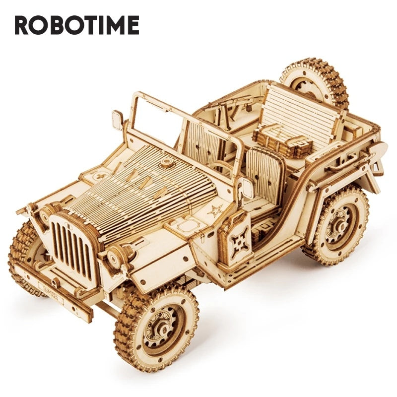 MC Toys | 3D Wooden Puzzle | 18 Scale Army Jeep | 1940s Military Design | MC701 | Collectible Buildable Model -