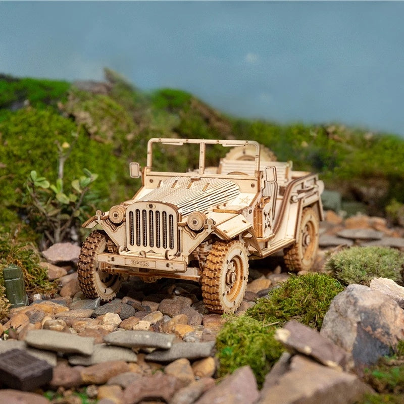 MC Toys | 3D Wooden Puzzle | 18 Scale Army Jeep | 1940s Military Design | MC701 | Collectible Buildable Model -