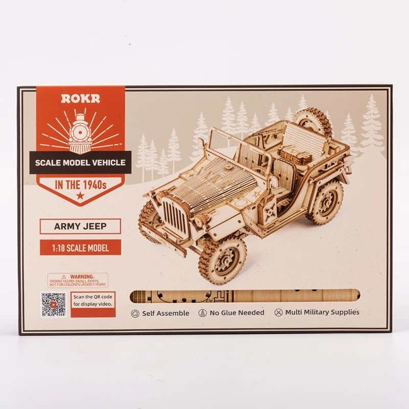MC Toys | 3D Wooden Puzzle | 18 Scale Army Jeep | 1940s Military Design | MC701 | Collectible Buildable Model -