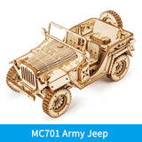 MC Toys | 3D Wooden Puzzle | 18 Scale Army Jeep | 1940s Military Design | MC701 | Collectible Buildable Model -