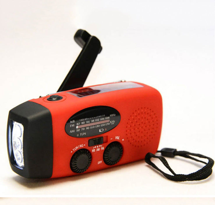 SolarPulse | Hand Crank Radio Flashlight | Usb Charging | Solar Powered | Red | Reliable Outdoor Power -