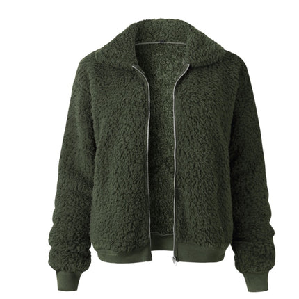 Explosion models plus velvet thick lapel short jacket women's long-sleeved cardigan wild shirt