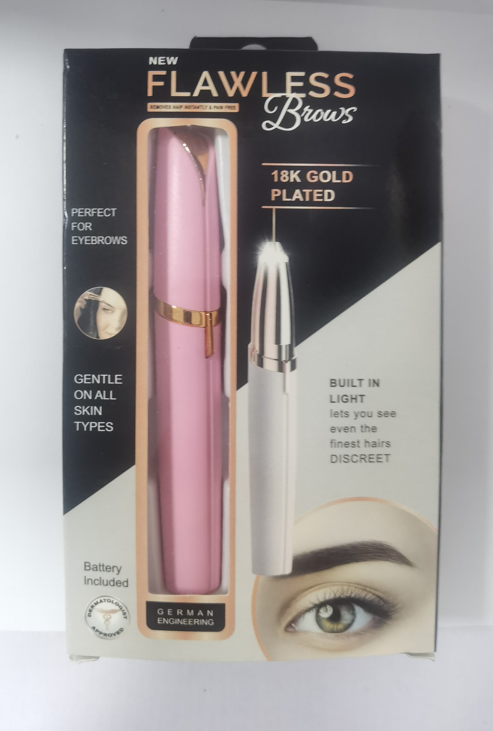 Mini Electric Eyebrow Trimmer | Painless Lipstick-Style Brows Shaver with LED Light | 18K Gold-Plated Hypoallergenic Head | Portable Precision Hair Remover for Women | Safe Daily Eyebrow Epilator - Health & Beauty > Personal Care > Shaving & Grooming > Hair Removal > Epilators