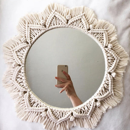 Sunflower. INS Scandinavian Girl Heart Mirror Handmade Tapestry Cosmetic Mirror Ring Home Decoration