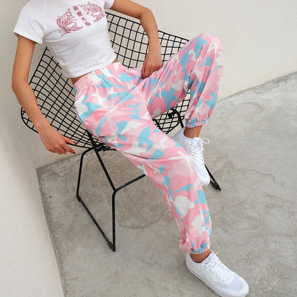 NCLAGEN New Women Camouflage Print Trousers Loose Harem Camo Pants Spring High Waist Casual Joggers Elastic Sweatpants