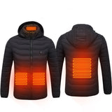 Men’s Heated Jacket USB Electric Coat | 3-Temperature Thermal Heating Jacket with Removable Hood | Lightweight Warm Cotton Coat | Windproof Winter Heated Outerwear | 2/4/8/9 Heat Zone Options | S–6XL (No Power Bank Included) - Apparel & Accessories > Clothing > Outerwear > Coats & Jackets > Puffer Jackets