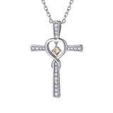 Infinity Love “In God We Trust” Cross Necklace | Women’s Gold-Plated Birthstone Heart Pendant | Crystal Zircon Gem Jewelry | Multiple Color Options | Christian Faith Gift for Her - Apparel & Accessories > Jewelry > Necklaces