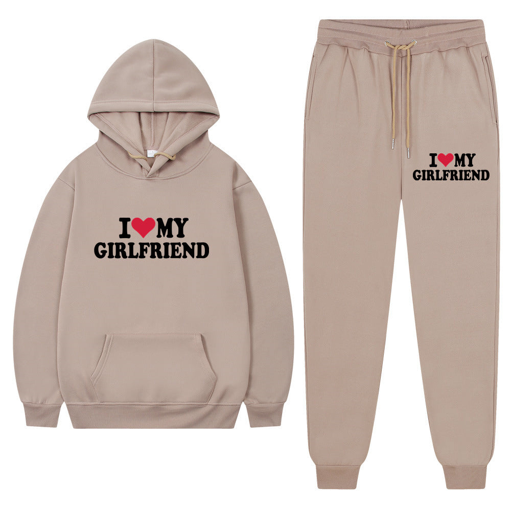 I Love My Girlfriend | Casual Suit | Graphic Print | Comfortable Everyday Wear | Size L | Relaxed Casual Look -