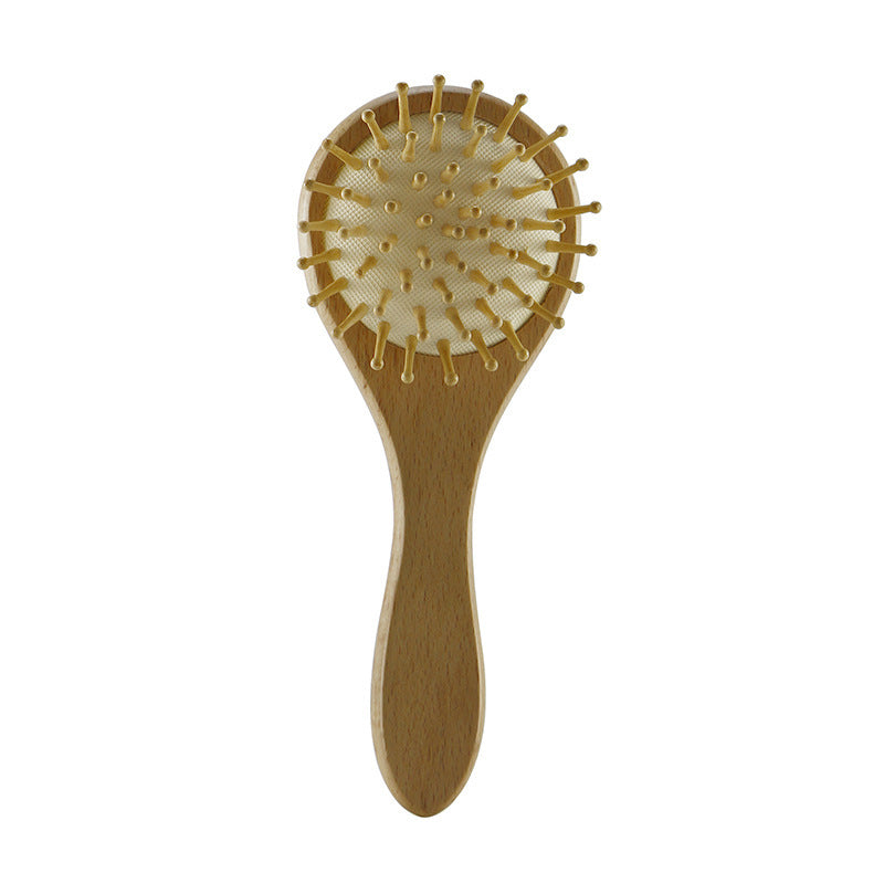 PearWood | Round Wool Massage Brush Set | Pear Wood Handle | Soft Wool Round Brush | 14.5 x 4.3 x 1 cm | Scalp Massage -