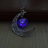 Glowing Pendant Necklace | Silver-Plated Luminous Jewelry for Women | 3.6cm Glow-in-the-Dark Pendant | 45+5cm Adjustable Chain | Elegant Gift Necklace for All Occasions - Apparel & Accessories > Jewelry > Necklaces