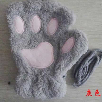 Winter Lovely Half Cover Paw Bear Cat Claw Gloves Short Finger