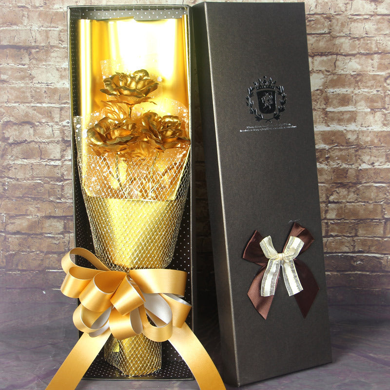 GoldLeaf | Gold Foil Rose | Gift Box | Keepsake | Three Gold Roses | Birthday Gift -