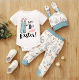 Infant Romper Set | Easter Rabbit Print | Removable Hood | Two Colors, 1-3Y | Cute Easter Outfit For Babies -