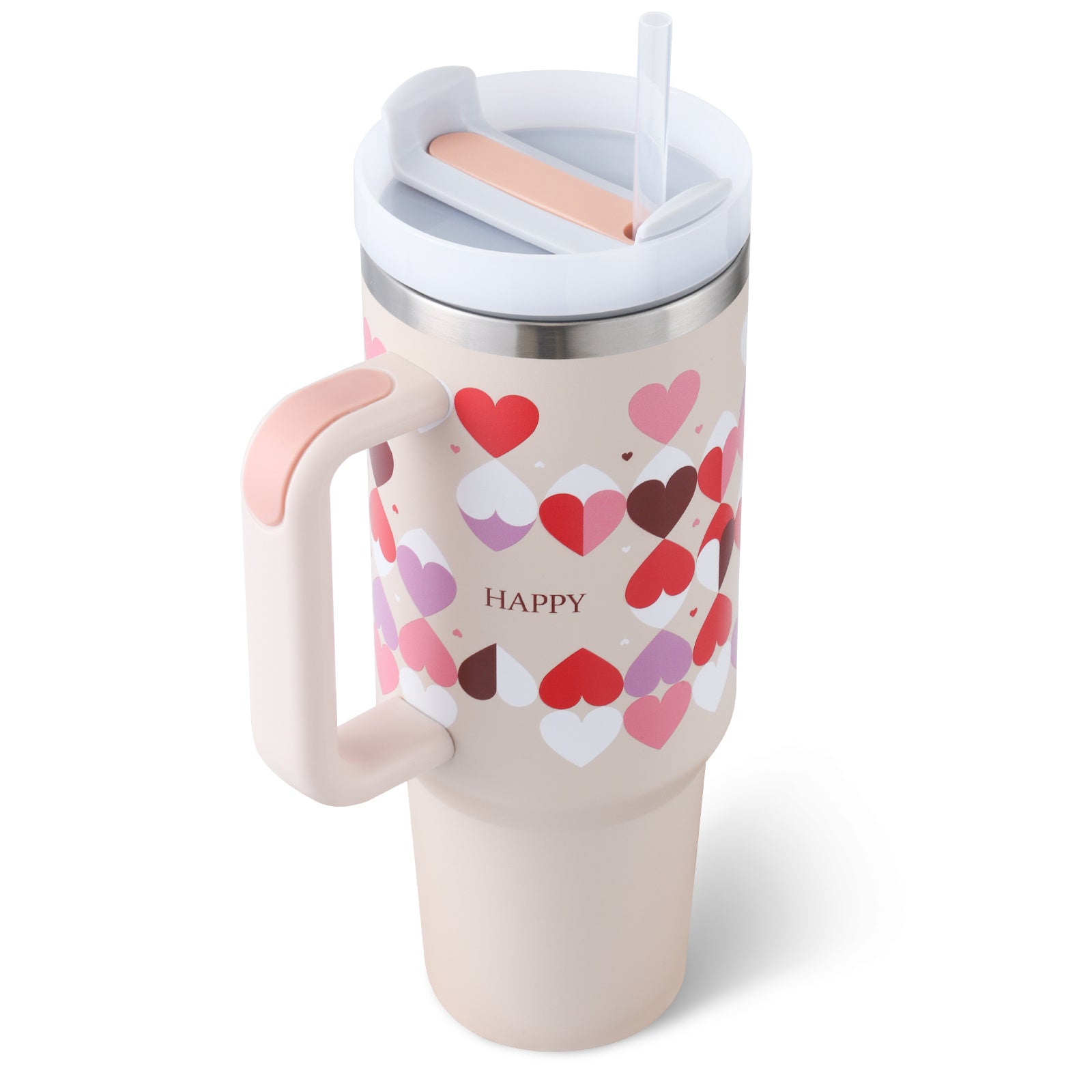 40oz Insulated Tumbler with Handle & Straw | Stainless Steel Vacuum Cup | Spill-Proof Travel Mug with Lid | Hot & Cold Coffee Tumbler for Car, Gym & Office | Valentine & Christmas Gift Edition - Home & Garden > Kitchen & Dining > Tableware > Drinkware > Tumblers