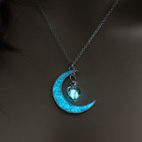 Glowing Pendant Necklace | Silver-Plated Luminous Jewelry for Women | 3.6cm Glow-in-the-Dark Pendant | 45+5cm Adjustable Chain | Elegant Gift Necklace for All Occasions - Apparel & Accessories > Jewelry > Necklaces