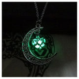 Glowing Pendant Necklace | Silver-Plated Luminous Jewelry for Women | 3.6cm Glow-in-the-Dark Pendant | 45+5cm Adjustable Chain | Elegant Gift Necklace for All Occasions - Apparel & Accessories > Jewelry > Necklaces