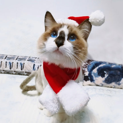 Pet supplies Christmas hat scarf set cat and dog small pet