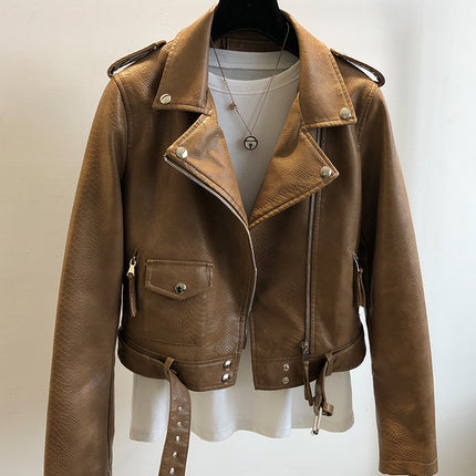 Women's Short Leather Jacket Spring And Autumn