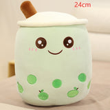 KawaiiTea | Plush Toy | Soft Fabric | Embroidered Face | Strawberry Pink Bubble Tea | Cuddle Tea Pillow -