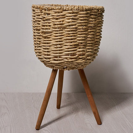 Floor - standing flowerpot straw furniture