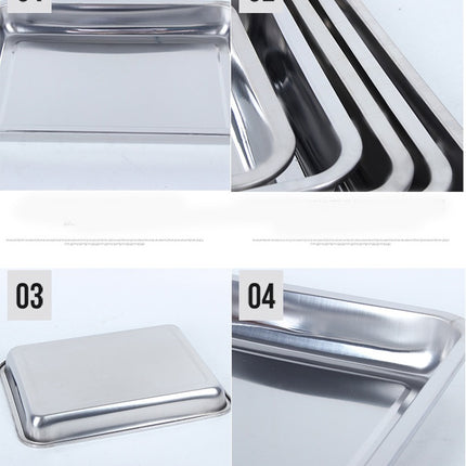 Stainless Steel Storage Trays Square Plate Thickening Pans Rectangular Tray Barbecue Deep Rice Dishes Bbq Kitchen Accessories