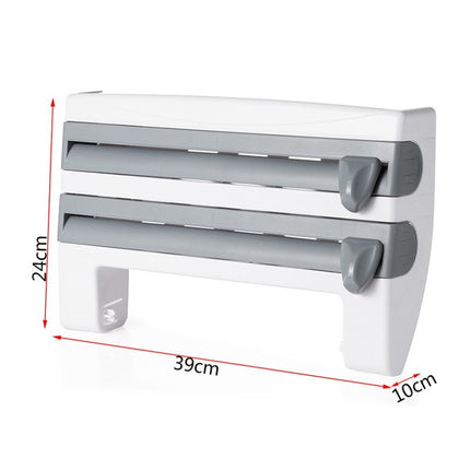 4-In-1 Kitchen Roll Holder Dispenser Kitchen Foil Film Wrap Tissue Paper 4 IN 1 Kitchen Roll Holder Dispenser