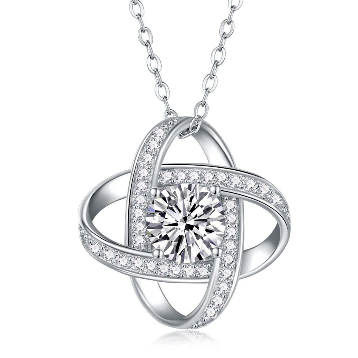 Full Diamond | Silver Pendant Necklace | Heart Diamond Pendant | Timeless Gift | Silver 81cm+ | Gift Box Included -
