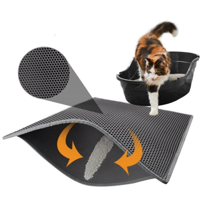 Honeycomb Cat Litter Mat | Waterproof Double-Layer Trap Pad | EVA Foam Urine-Proof Beehive Design | Easy-Clean Litter Catcher for Cats | S M L Sizes - Animals & Pet Supplies > Pet Supplies > Cat Supplies > Cat Litter > Cat Litter Box Mats