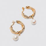 LuxePearl | Earrings | Pearl Inlay Hoops | Elegant Bridal Jewelry | Multi Color Variants | Great Gift for Her -